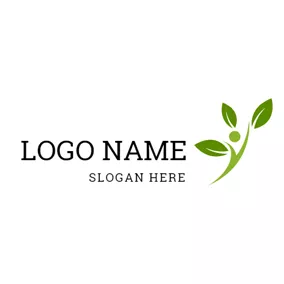 Environment & Green Logo Abstract Man and Green Leaf logo design