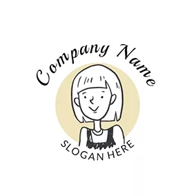 Company & Organization Logo Beautiful Girl and Yellow Circle logo design