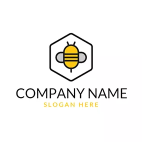 Bee Logo Black Hexagon and Bee Icon logo design