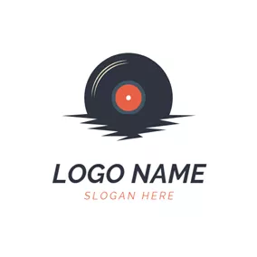 Music Logo Black Shadow and Disc logo design