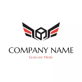 Logistics Logo Black Square and Wing logo design