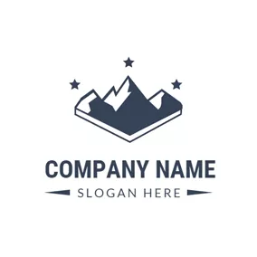 3D Logo Black Star and Mountain logo design