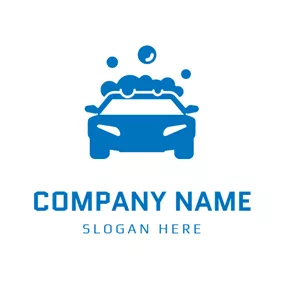 Car Wash Logo Blue Bubble Car Wash logo design