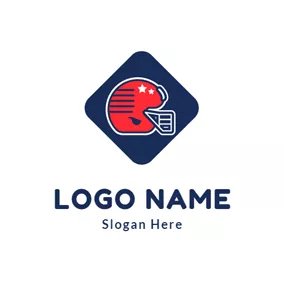 Football Logo Blue Square and Football Glove logo design