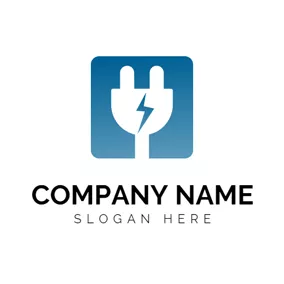 Industrial Logo Blue Square and White Plug logo design