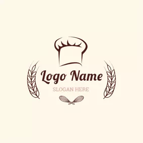 Bakery Logo Chef Cap and Wheat logo design