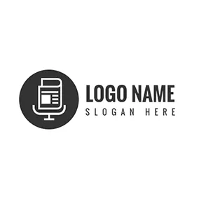 Podcast Logo Circle Microphone Book Podcast logo design