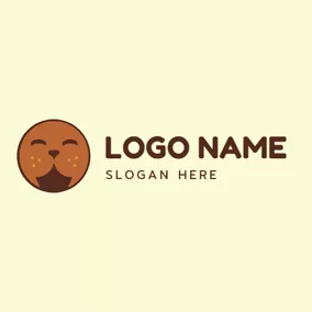 Seal Logo Cute Brown Seal Face logo design