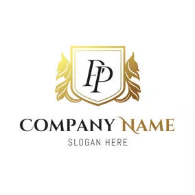 Family Crest Logo Double Golden Letter P logo design