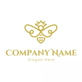 Bee Logo Flat Yellow Wing and Bee logo design