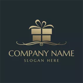 Event Logo Golden Gift Box and Birthday logo design