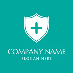 Medical & Pharmaceutical Logo Green Cross and White Shield logo design