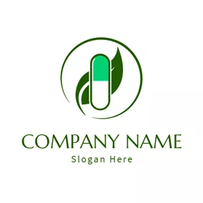 Capsule Logo Green Leaf and Capsule logo design