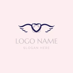 Wedding Logo Heart Wings Shadow and Wedding logo design