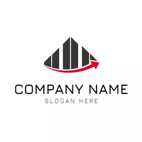 Finance & Insurance Logo Red Arrow and Black Bar Graph logo design