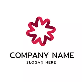 Flower Logo Red Decoration Flower Ribbon logo design