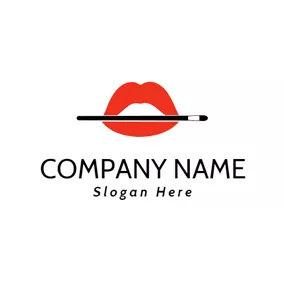 Fashion & Beauty Logo Red Lips and Eyebrow Pencil logo design