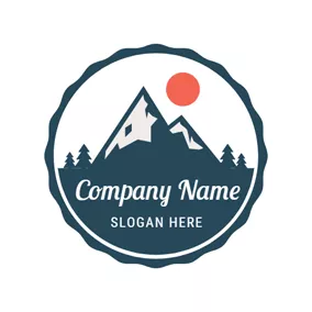 Outdoor Logo Red Sun and Mountain Camping logo design