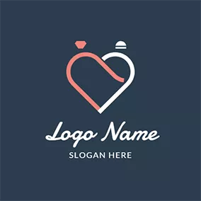 Wedding Logo Ring Heart Couple Wedding logo design