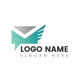 Communication Logo Special Green and Gray Envelope logo design