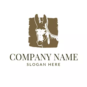 Sketch Logo Stone Wall and Donkey Head logo design