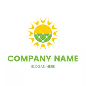 Sun Logo Sun Circle and Solar Panel logo design