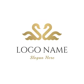 Event Logo Symmetry Beautiful Golden Swan logo design