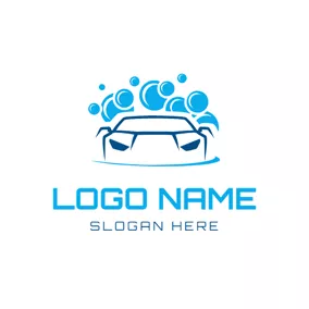 Car Wash Logo Water Spray and Abstract Car logo design