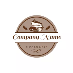 Bakery Logo Wheat and Sweet Cake Piece logo design