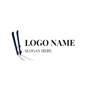 Outdoor Logo White and Black Ski Pole logo design