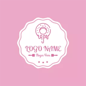 Bakery Logo White Badge and Doughnut logo design