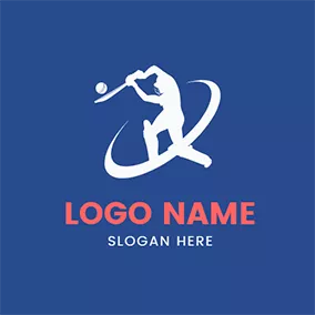 Cricket Logo White Batsman Playing Cricket logo design