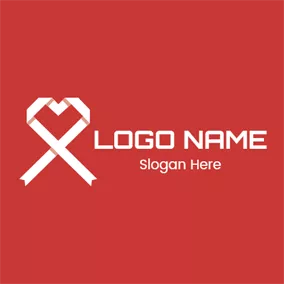 Healthcare Logo White Ribbon and Red Heart logo design