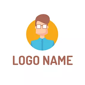 Name Logo Yellow Circle and Abstract Man logo design