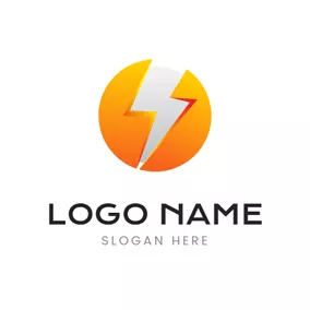 Energy Logo Yellow Circle and Lightning Power logo design