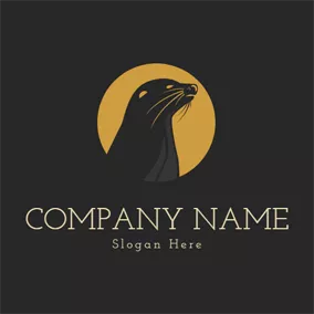 Seal Logo Yellow Circle and Seal Head logo design