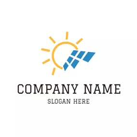 Energy Logo Yellow Sun and Solar Panel logo design