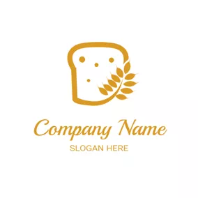 Bakery Logo Yellow Wheat and Bread logo design